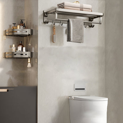 Stylish Chrome Bathroom Shelf Towel Rack Set