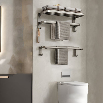 Stylish Chrome Bathroom Shelf Towel Rack Set