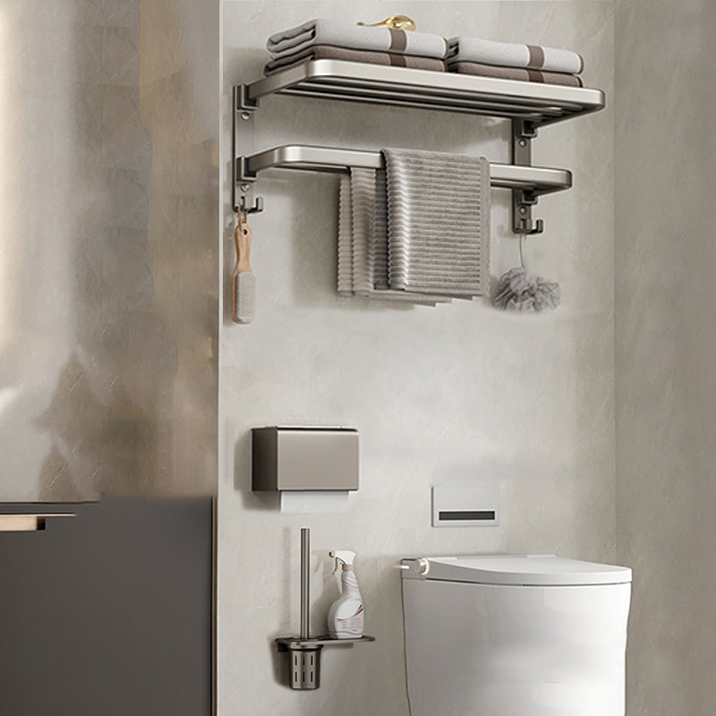 Stylish Chrome Bathroom Shelf Towel Rack Set