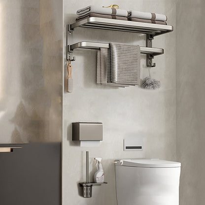 Stylish Chrome Bathroom Shelf Towel Rack Set