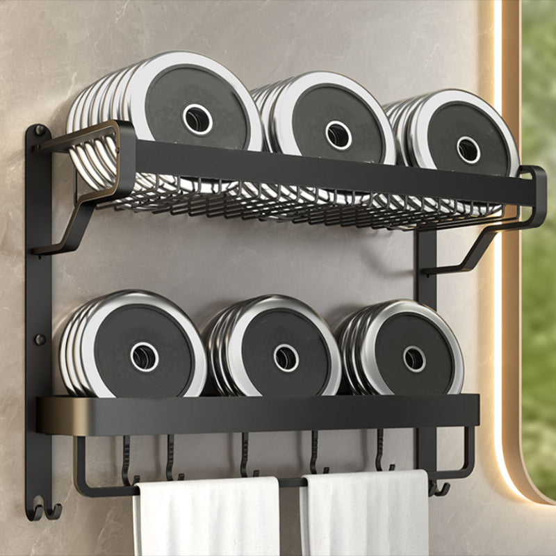 Modern Black Bathroom Storage Shelf Set