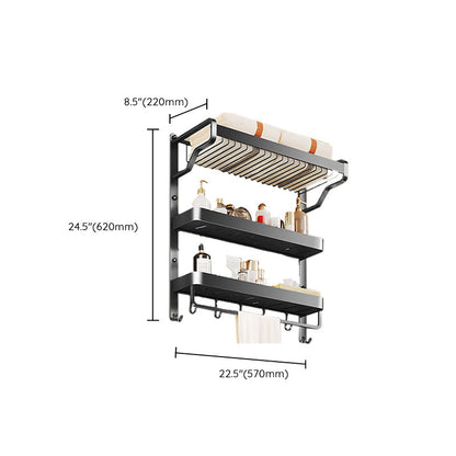 Modern Black Bathroom Storage Shelf Set