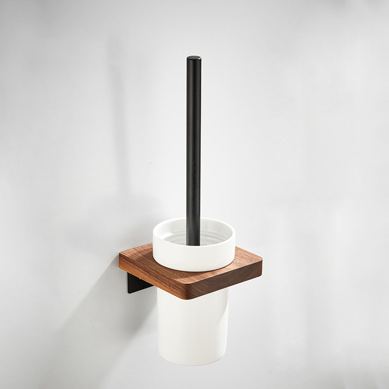 Contemporary Wood Tone Bath Accessories Set