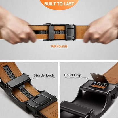 High Quality Adjustable Leather Belt With Silver Buckle