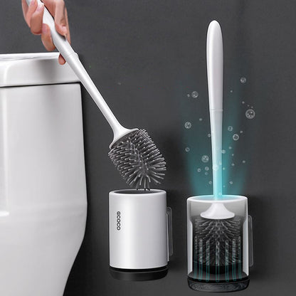 Ergonomic Silicone Toilet Brush with Holder