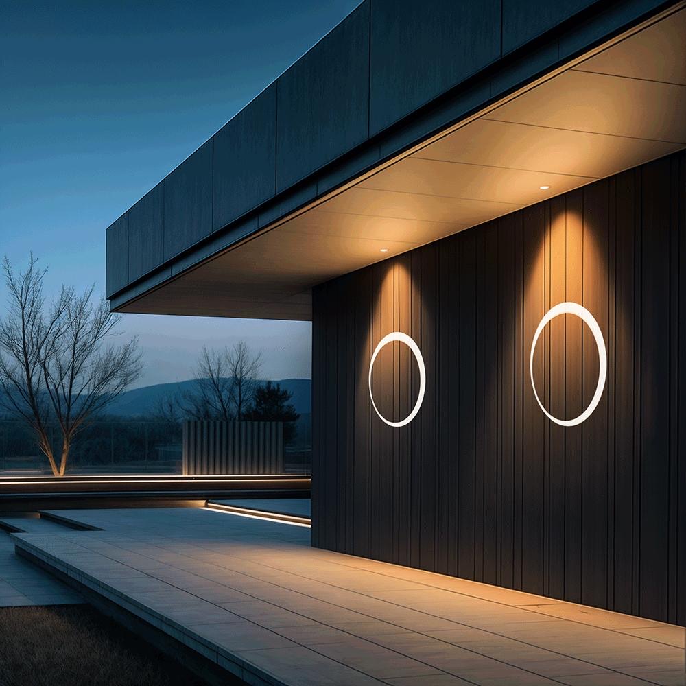 Round Iron Outdoor Wall Lamp Contemporary Style - Luxicro