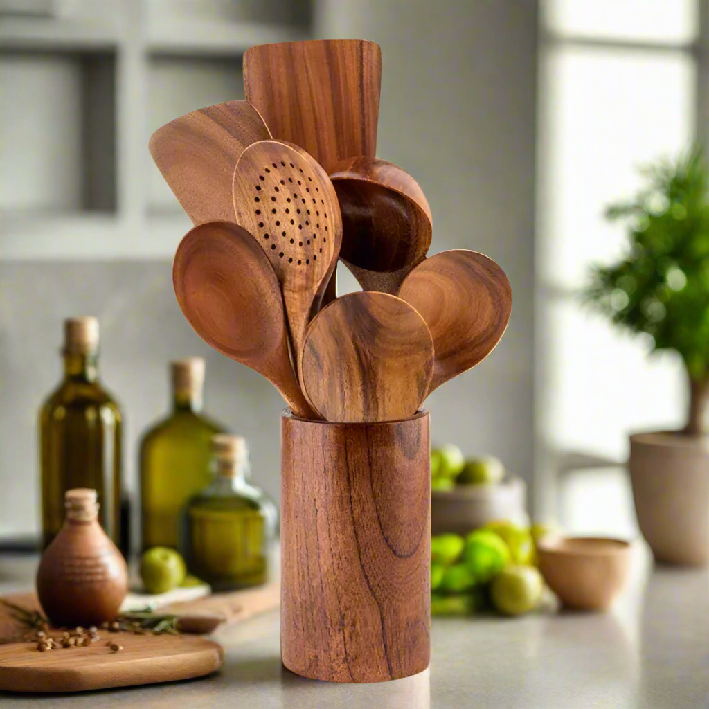 Natural Wooden Cooking Utensil Set