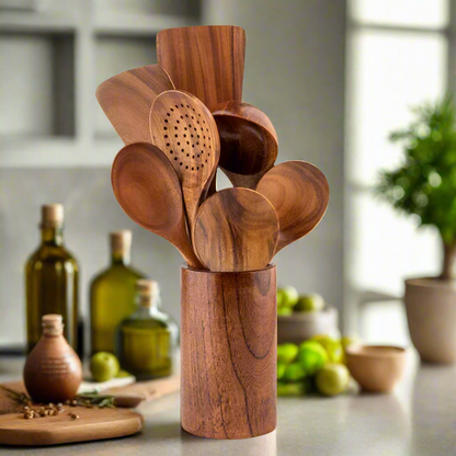 Natural Wooden Cooking Utensil Set