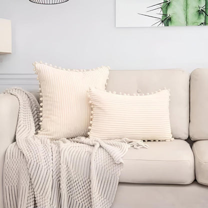 Soft Textured Ball Tassel Pillow Cover