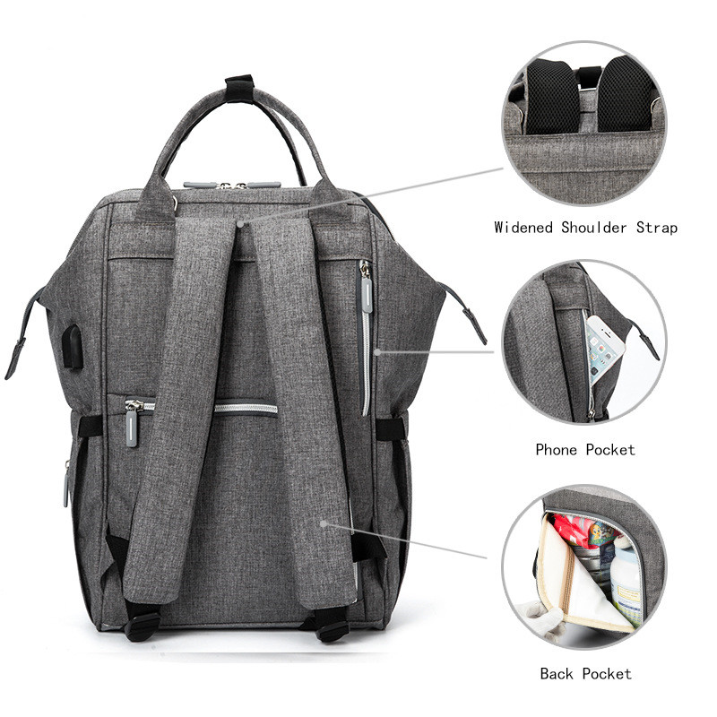 Convenient Diaper Bag with Built-in USB Charger