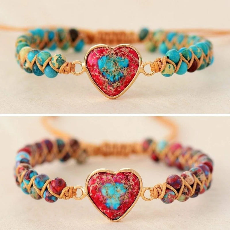 Beautiful Heart Shaped Jasper Gemstone Bracelet