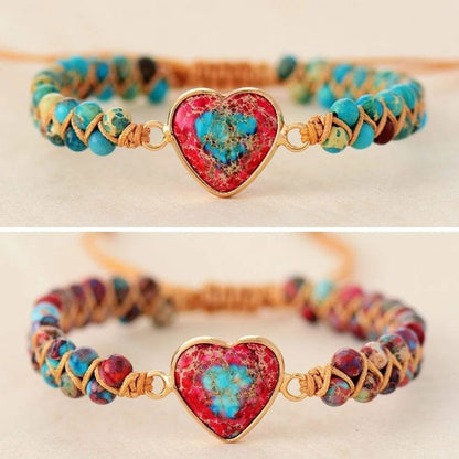 Beautiful Heart Shaped Jasper Gemstone Bracelet