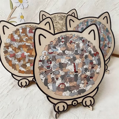 Difficult Wooden Cat Jigsaw Puzzle 135 Pieces