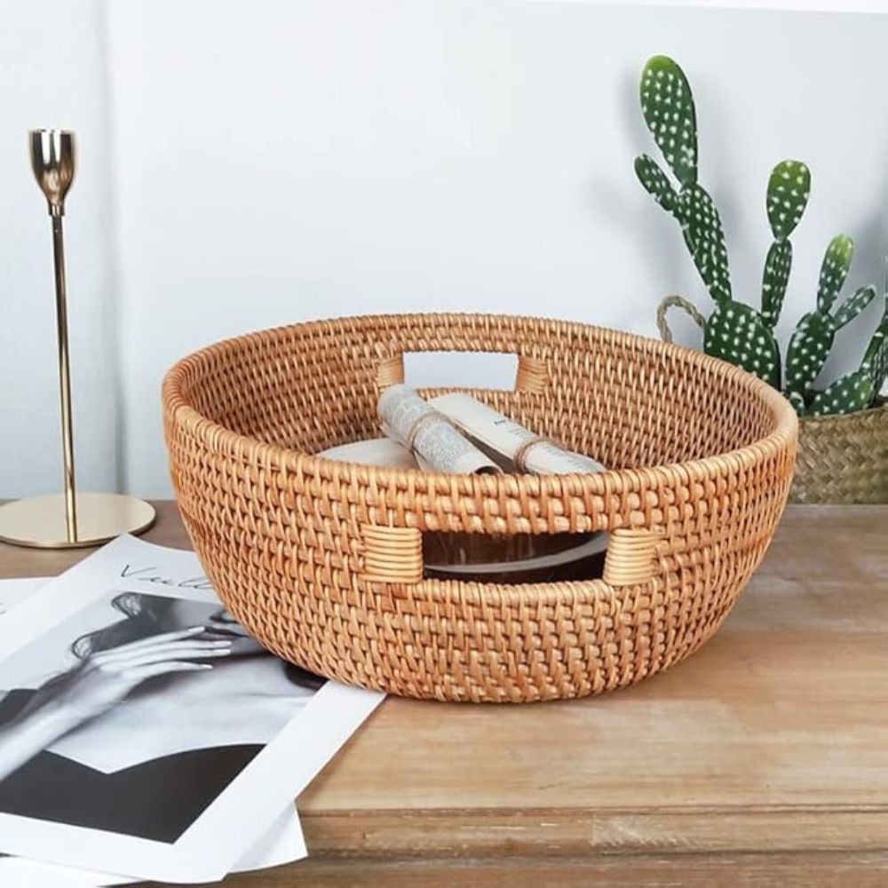 Handwoven Natural Rattan Serving Tray - Luxicro