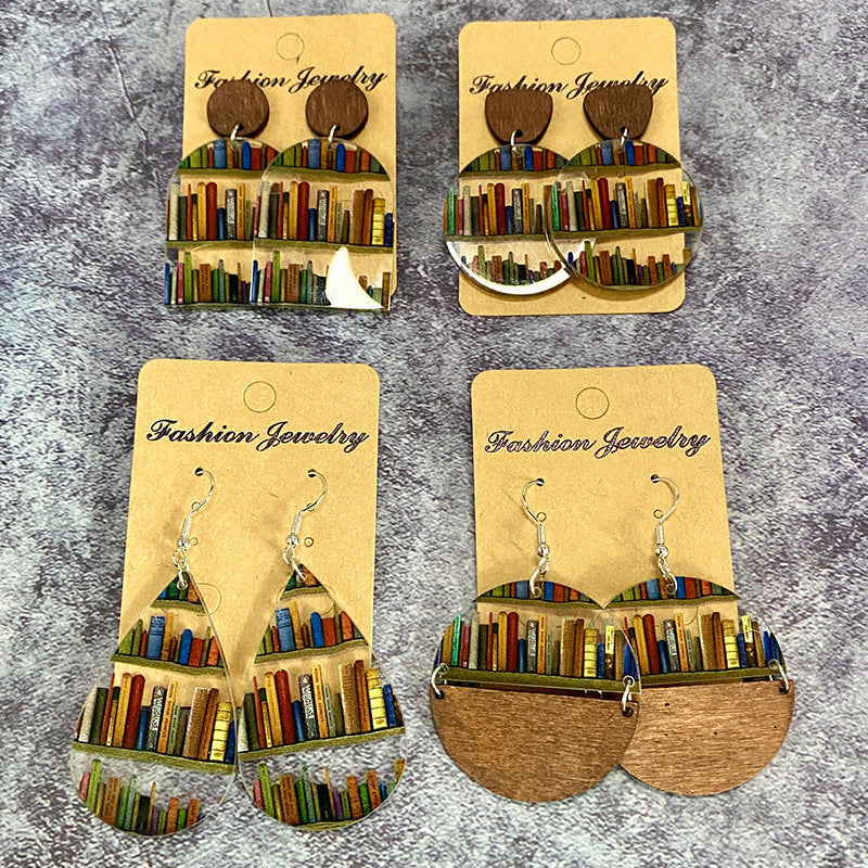 Natural Tree Book Dangle Earrings