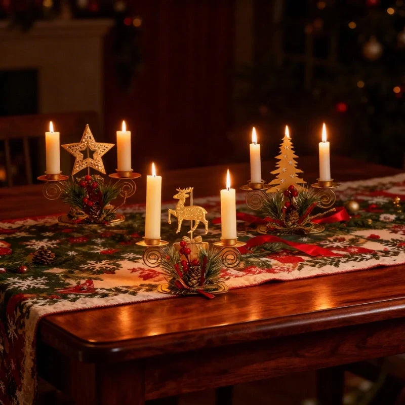 Warm Festive Metal Candle Holder