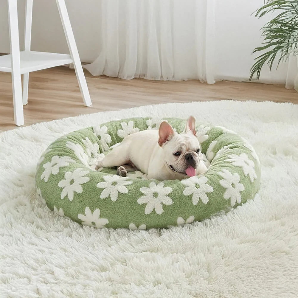 Cozy Plush Checkered Dog Bed