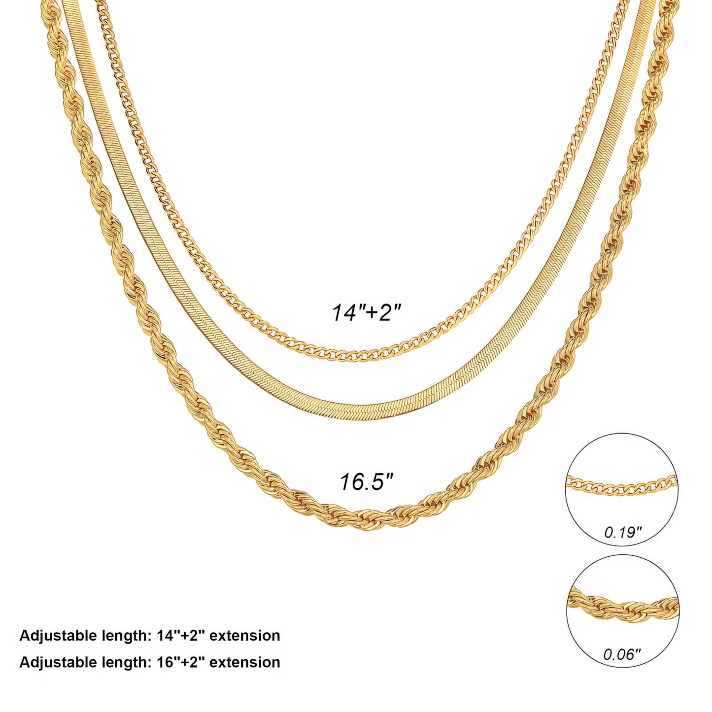 Classic Triple Layer Chain Necklace Set