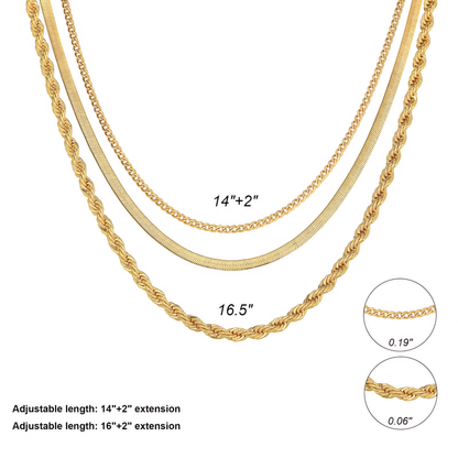 Classic Triple Layer Chain Necklace Set