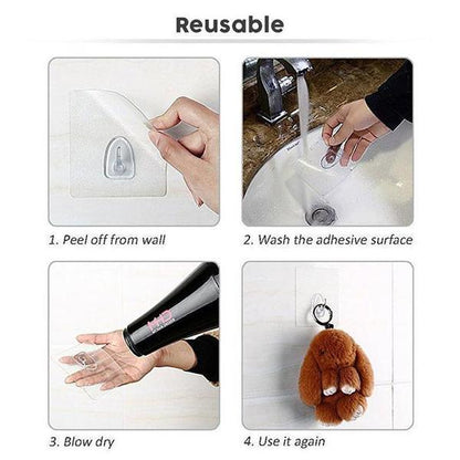 Easy Install Clear Adhesive Wall Hooks (20 Pack)