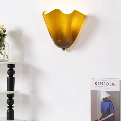 Vintage Glass Wall Lamp with Floral Shade