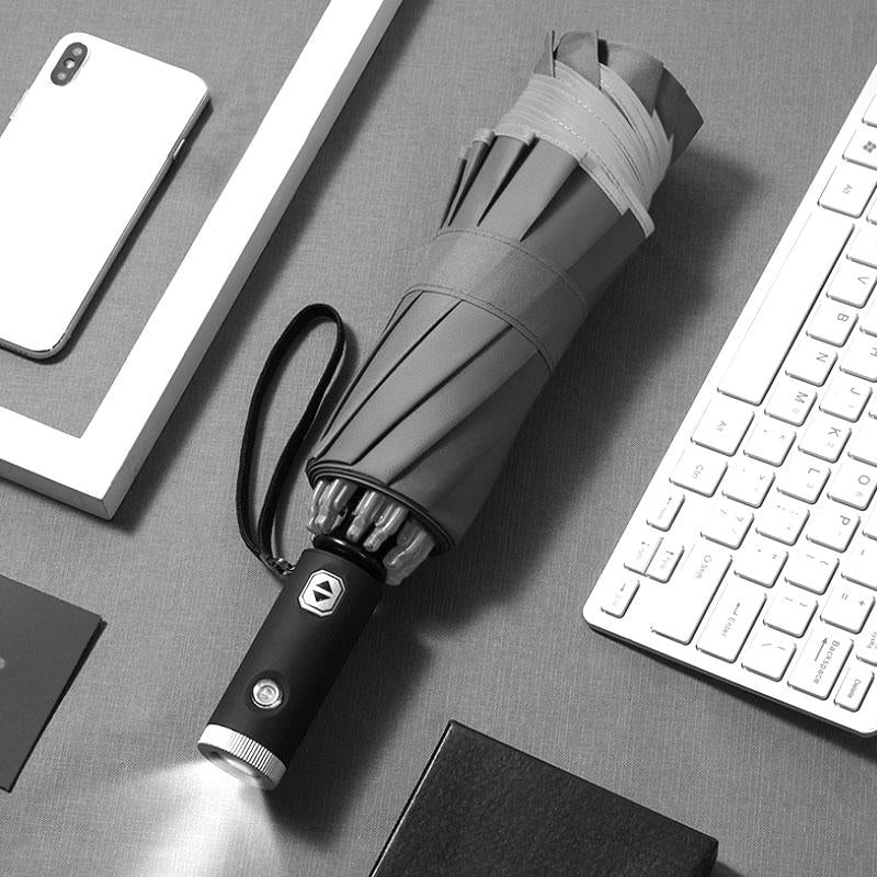 Compact Windproof Umbrella with Reflective Strip - Luxicro
