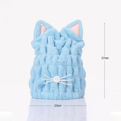 Soft Cat Ear Microfiber Bath Cap