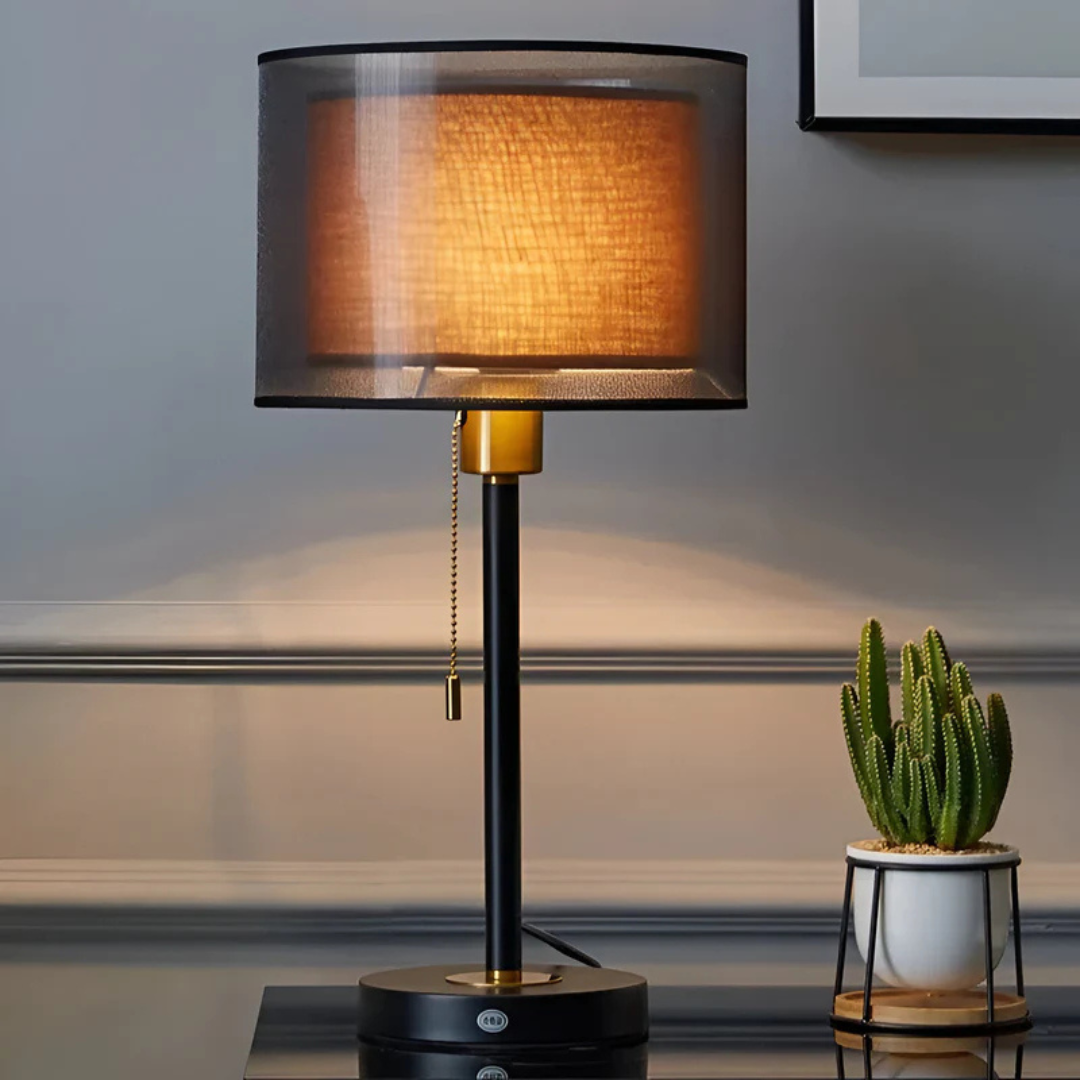 Elegant Desk Lamp with Double Fabric Shade - Luxicro