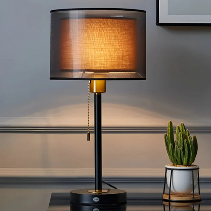 Elegant Desk Lamp with Double Fabric Shade - Luxicro