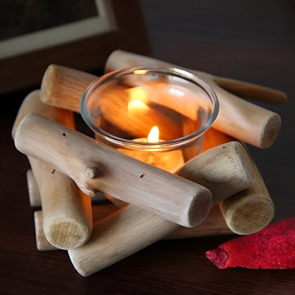 Rustic Wooden Home Candle Holder - Luxicro