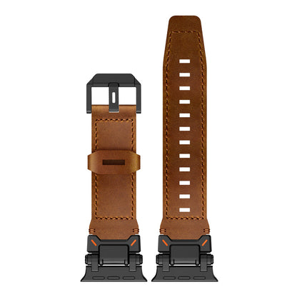 Rugged Brown Leather Strap For Apple Watch