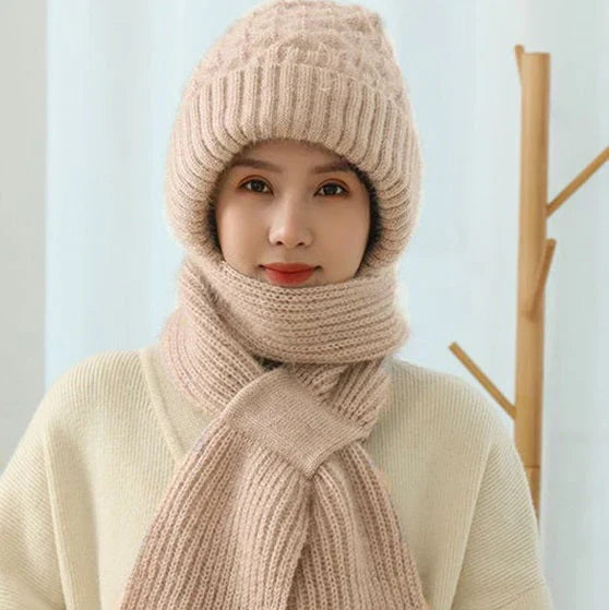 Soft Fleece Winter Beanie with Scarf