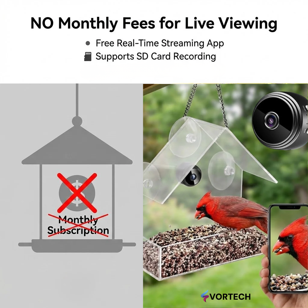 Easy Install Window Bird Feeder with Camera