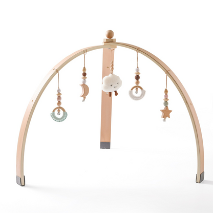 Natural Wood Infant Play Center with Toy Attachments - Luxicro