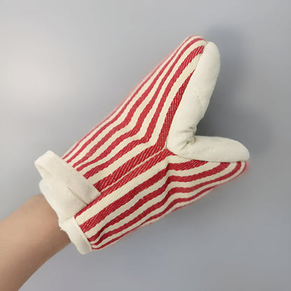 Bright Red Oven Mitts Heatproof Cooking Gloves