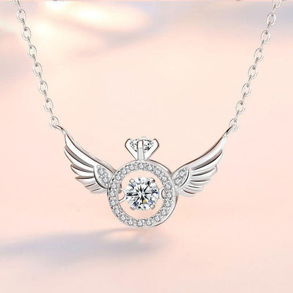 Shiny Crystal Wing Pendant Necklace