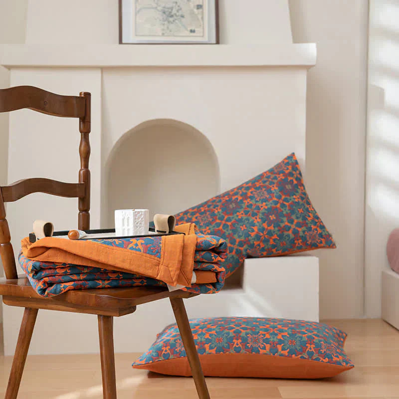 Cozy Lightweight Blue Patchwork Cotton Blanket