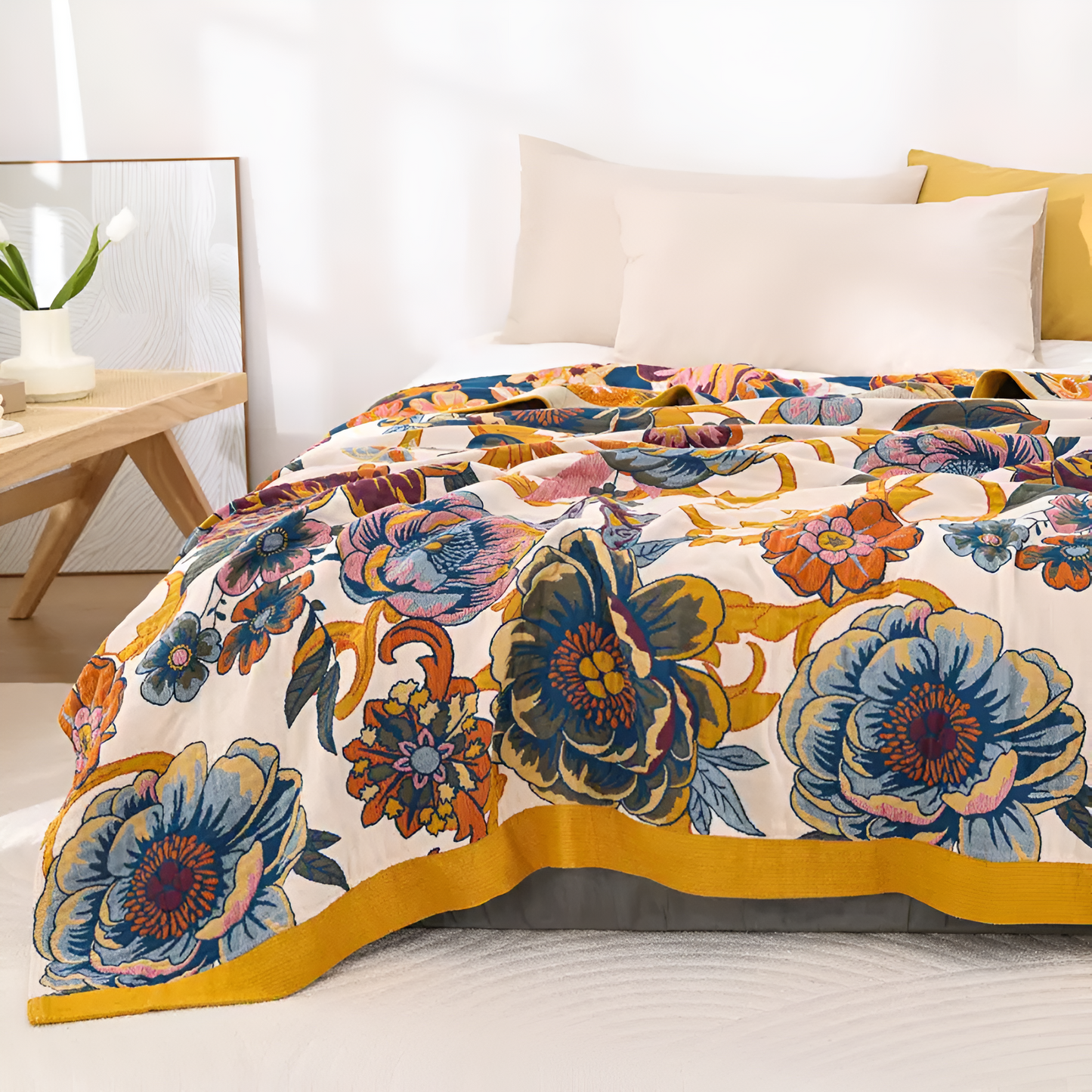 Cozy Double Sided Flower Throw Blanket