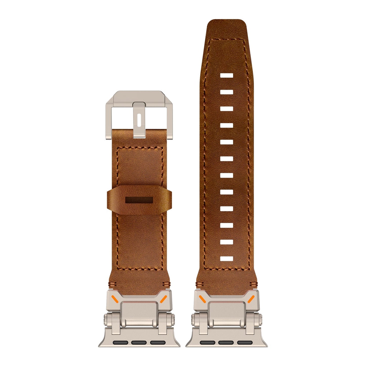 Rugged Brown Leather Strap For Apple Watch