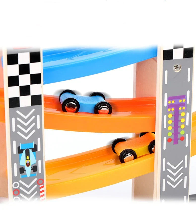 Classic Wood Car Racing Track for Kids