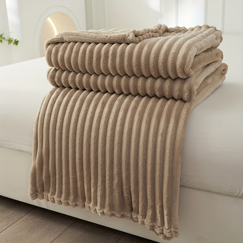Soft Plush Throw Blanket with Woven Design