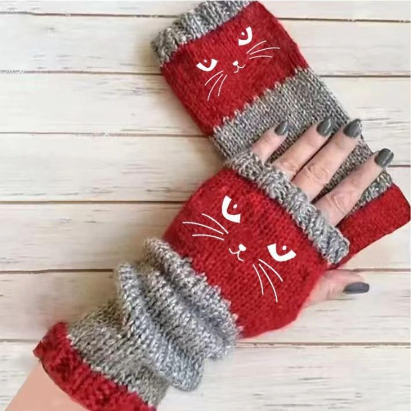 Cozy Kitty Design Touchscreen Gloves
