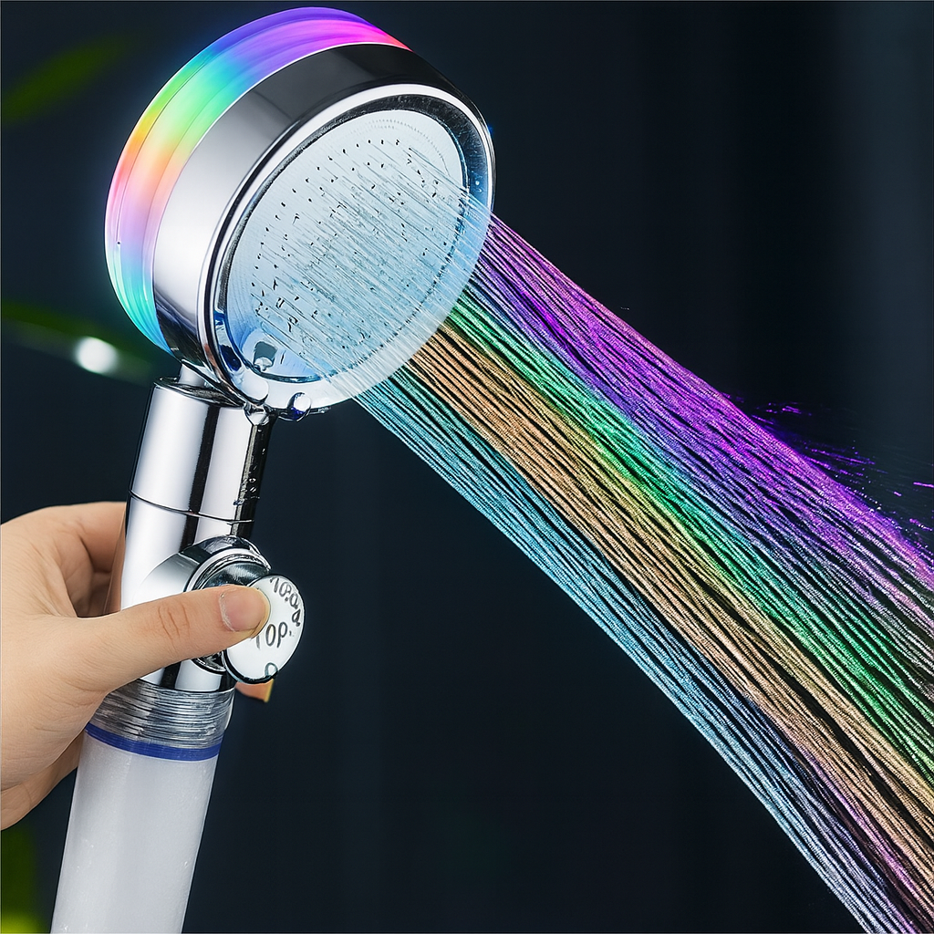 Bright LED Rain Shower Head with Strong Water Flow - Luxicro