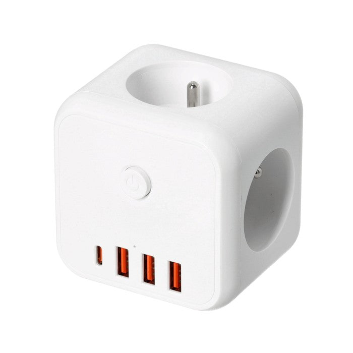 Compact 7-in-1 USB Power Strip with Surge Protector - Luxicro