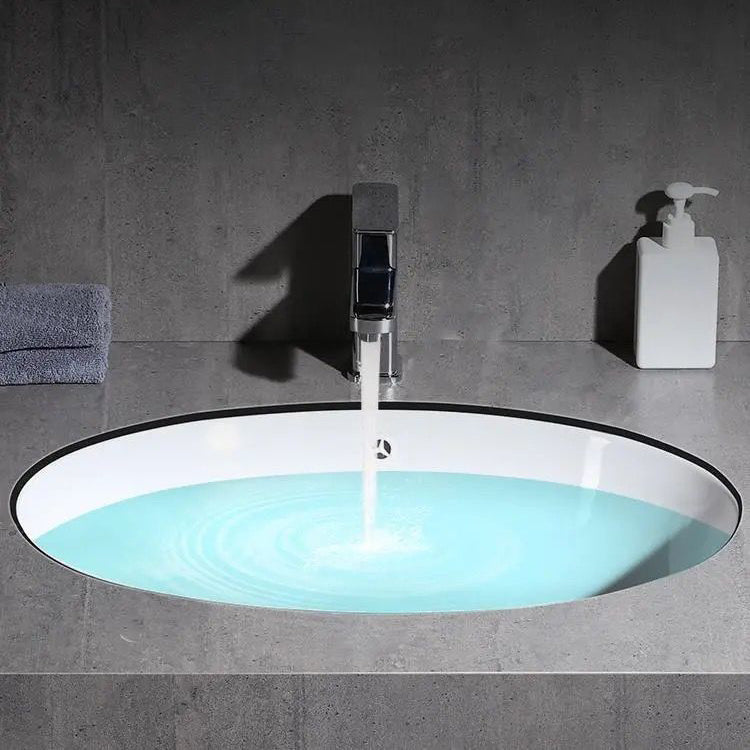 Modern Drop-In Oval Bathroom Sink with Faucet