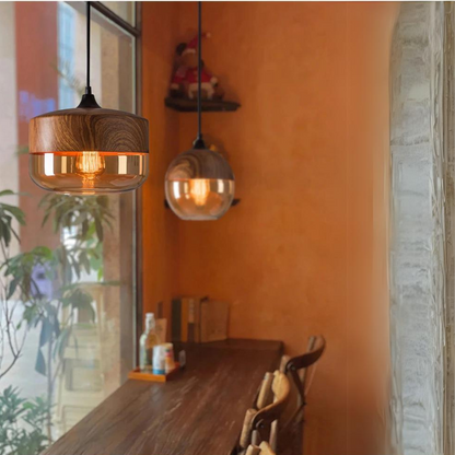Rustic Wood Hanging Light NordLuna