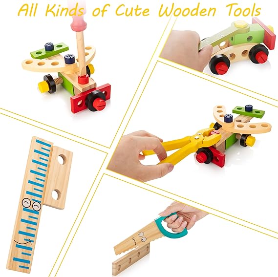 Children's Wooden Play Tool Kit Set