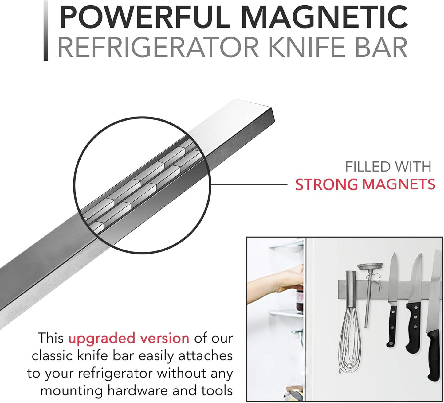 Powerful Kitchen Knife Rack 14 Inch Strip - Luxicro