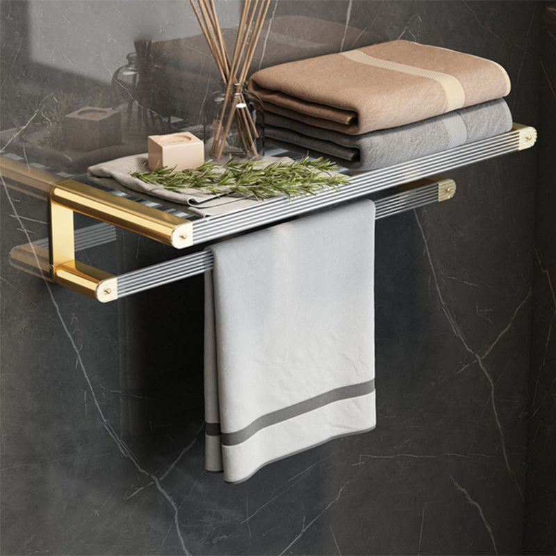 Gold Bathroom Storage Set with Towel Rack and Shelf