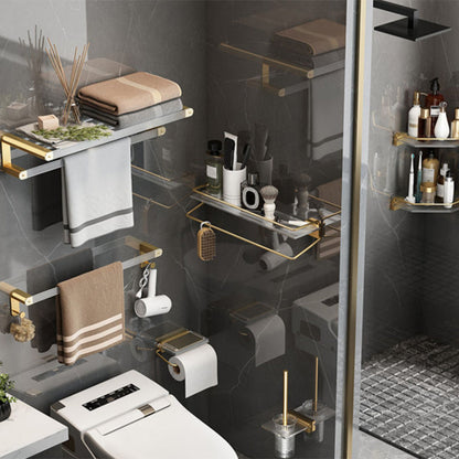 Gold Bathroom Storage Set with Towel Rack and Shelf